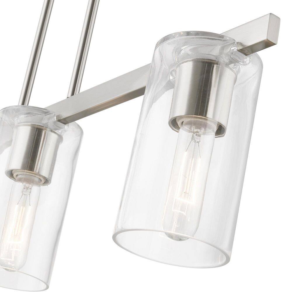 Clarion Brushed Nickel 3-Light Linear Chandelier with Clear Glass