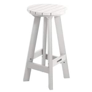 Birch White Round Recycled Plastic Bar Height Outdoor Bar Stool