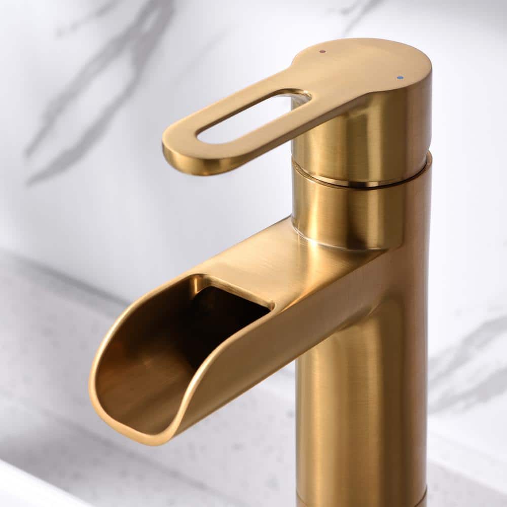 Brushed Gold Single-Handle Vessel Sink Bathroom Faucet