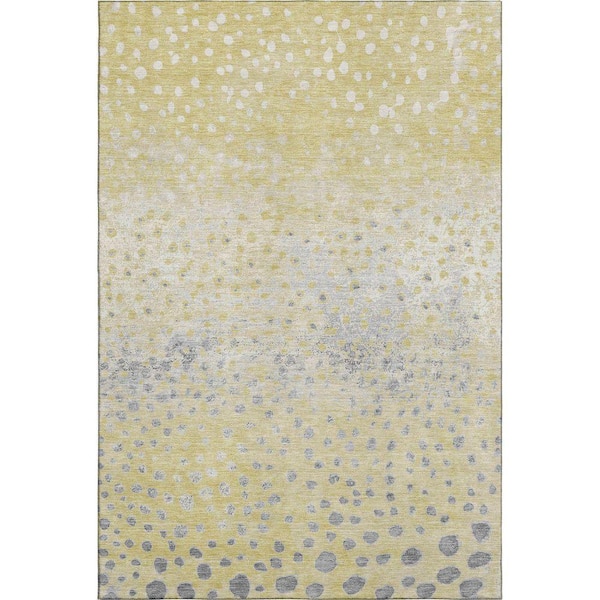 Mayfield Premium Machine Washable Abstract AMF1366 Gold 9 ft. x 12 ft. Area Rug