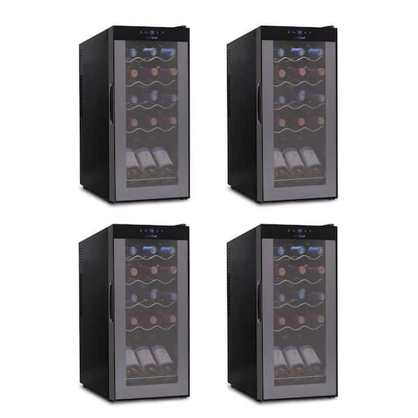 NutriChef 17.7 in. Single Zone Digital Electric 15 Bottle Thermoelectric Beverage and Wine Cooler in Black (4-Pack)