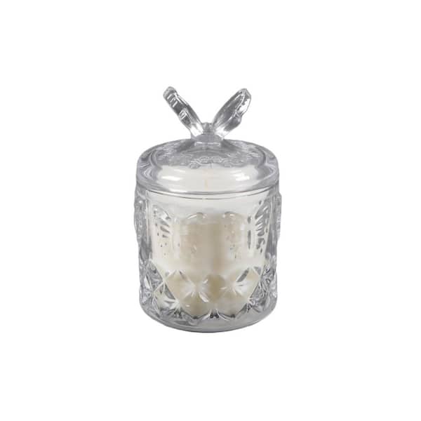 3.25 in. Clear Glass Candle with Butterfly Lid (7 oz.)