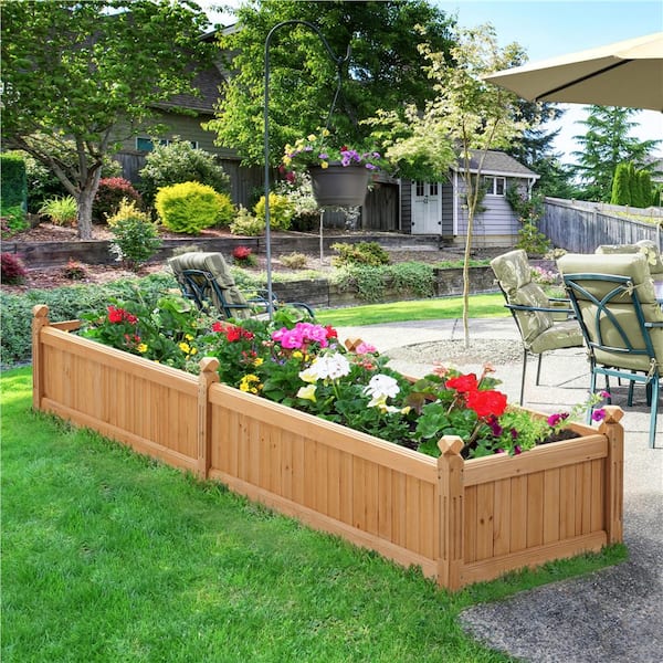 Yaheetech 16 in. H x 24 in. W x 90.5 in. L Wooden Raised Garden