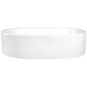 Sutherland Ceramic Oval Vessel Bathroom Sink with Pop Up Drain in White