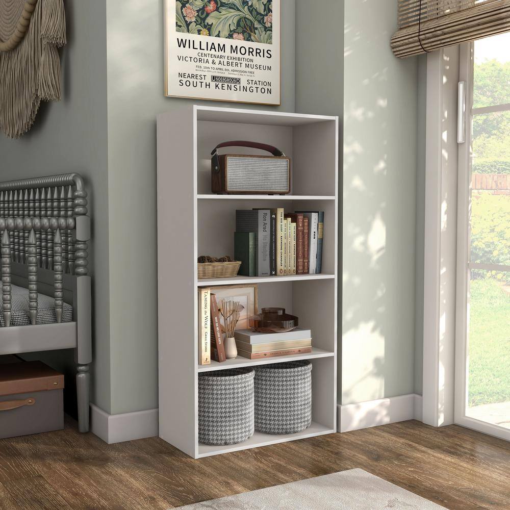 Quincy Taupe Grey 4-Tier Stackable Composite Bookcase