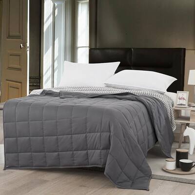 Grey Crystal Velvet Fabric 60 in. x 80 in. 20 lbs. Home Weighted Blanket
