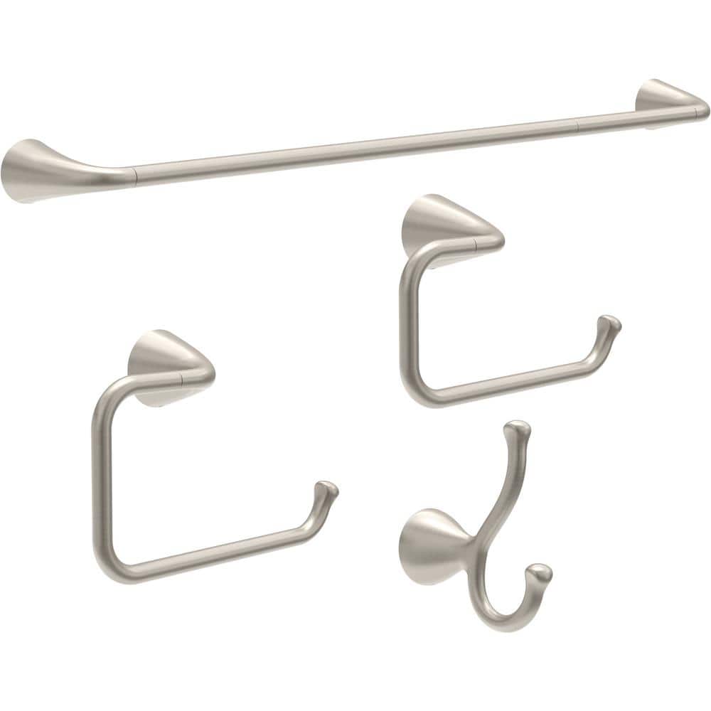 Spotshield Brushed Nickel Wall Mounted Rectangular Towel Ring