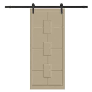 24 in. x 84 in. Unfinished Composite MDF Paneled Interior Sliding Barn Door with Hardware Kit