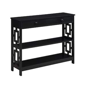 Town Square 39.5 in. Black 31.5 in. Rectangular Wood Console Table with 2-Shelves