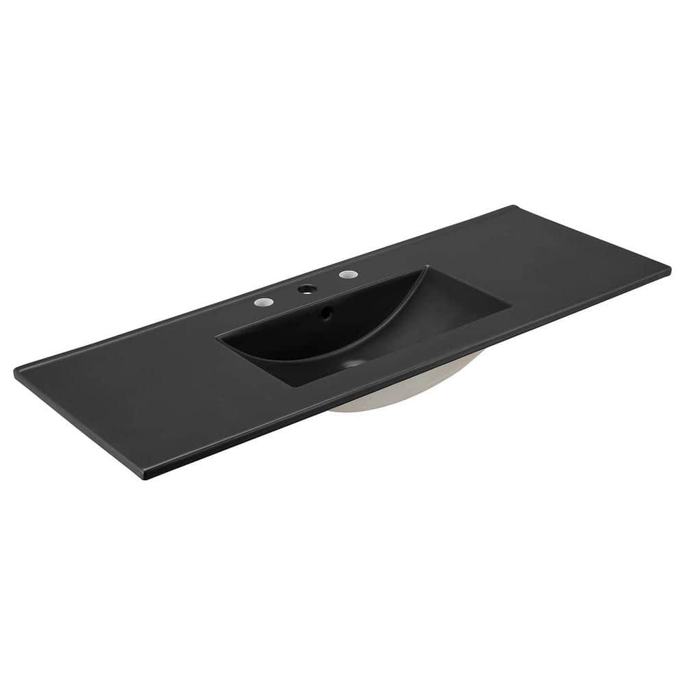 MODWAY Cayman 48 in. Single Basin Bathroom Sink in Black EEI5072BLK