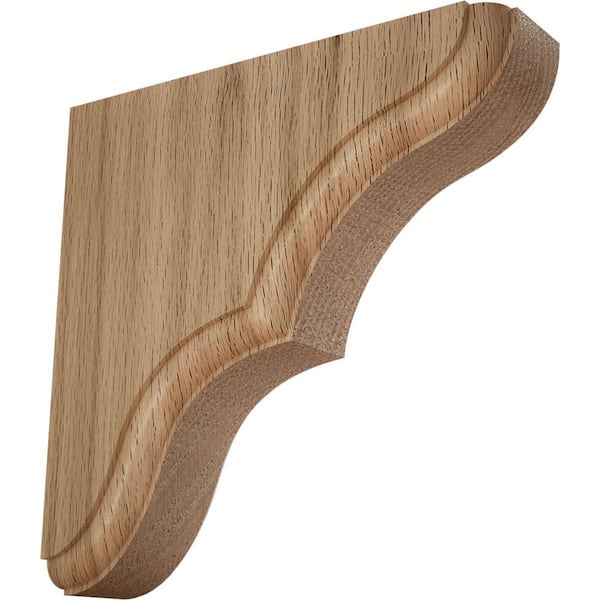 Ekena Millwork 1-3/4 in. x 5-1/2 in. x 5-1/2 in. Red Oak Stratford Wood Bracket