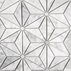 Hollywood Regency Calacatta White Triangle Mosaic 12 in. x 14 in. Marble Decorative Wall Tile (5.85 sq. ft./Case)