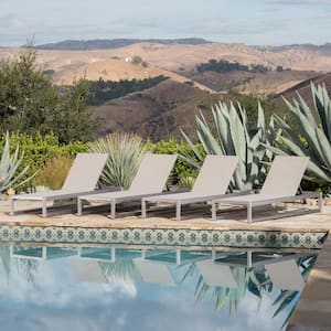 California Grey Aluminum Outdoor Chaise Lounge (Set of 4)