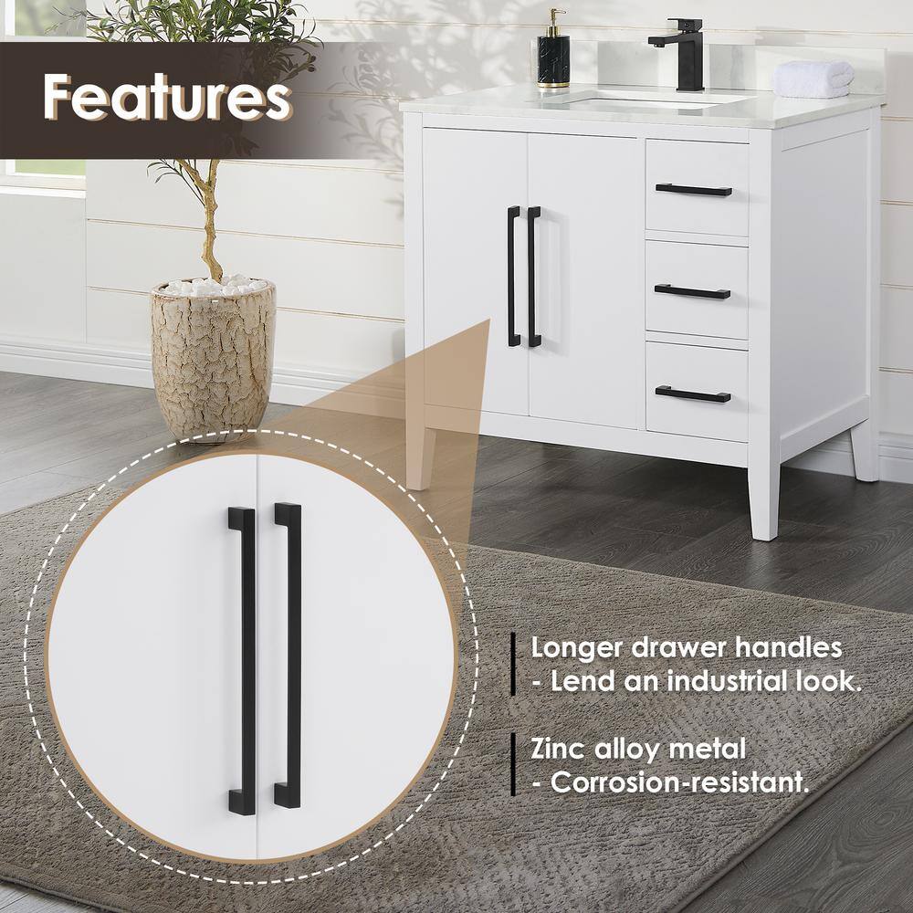Laurel 36" White Wood Vanity with Calacatta Quartz Countertop