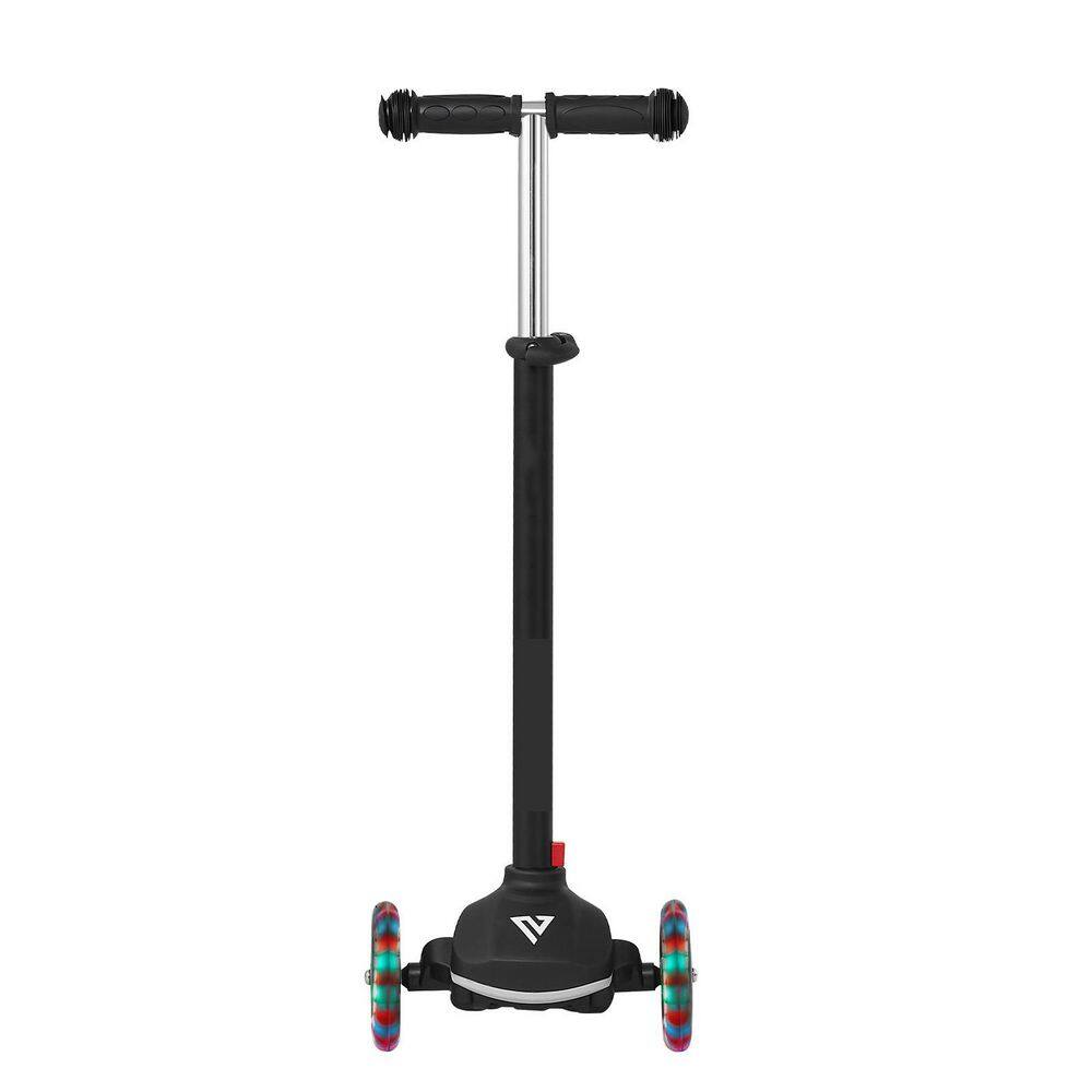 Kick Scooter for Kids 3+, 3-Wheel with Light-Up Wheels, Adjustable Handlebar, Anti-Slip Deck, Aluminum Frame, Black