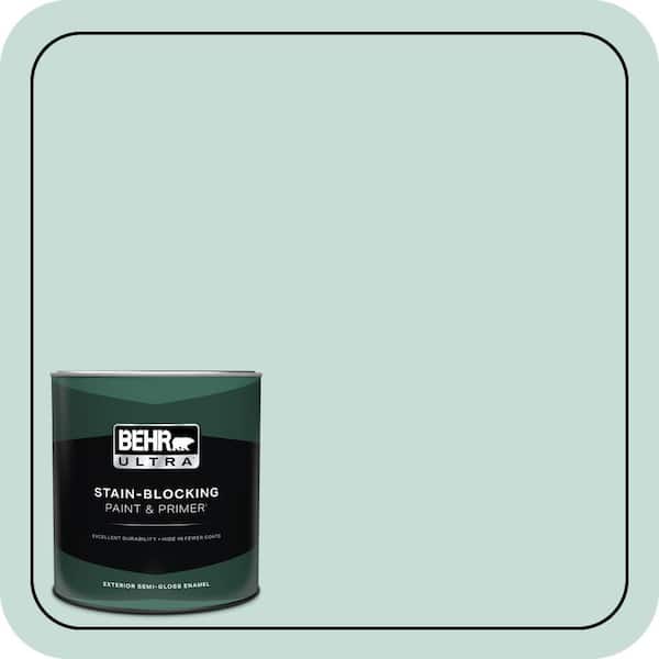 BEHR ULTRA 1 qt. #MQ3-20 Whipped Mint Semi-Gloss Enamel Exterior Paint & Primer