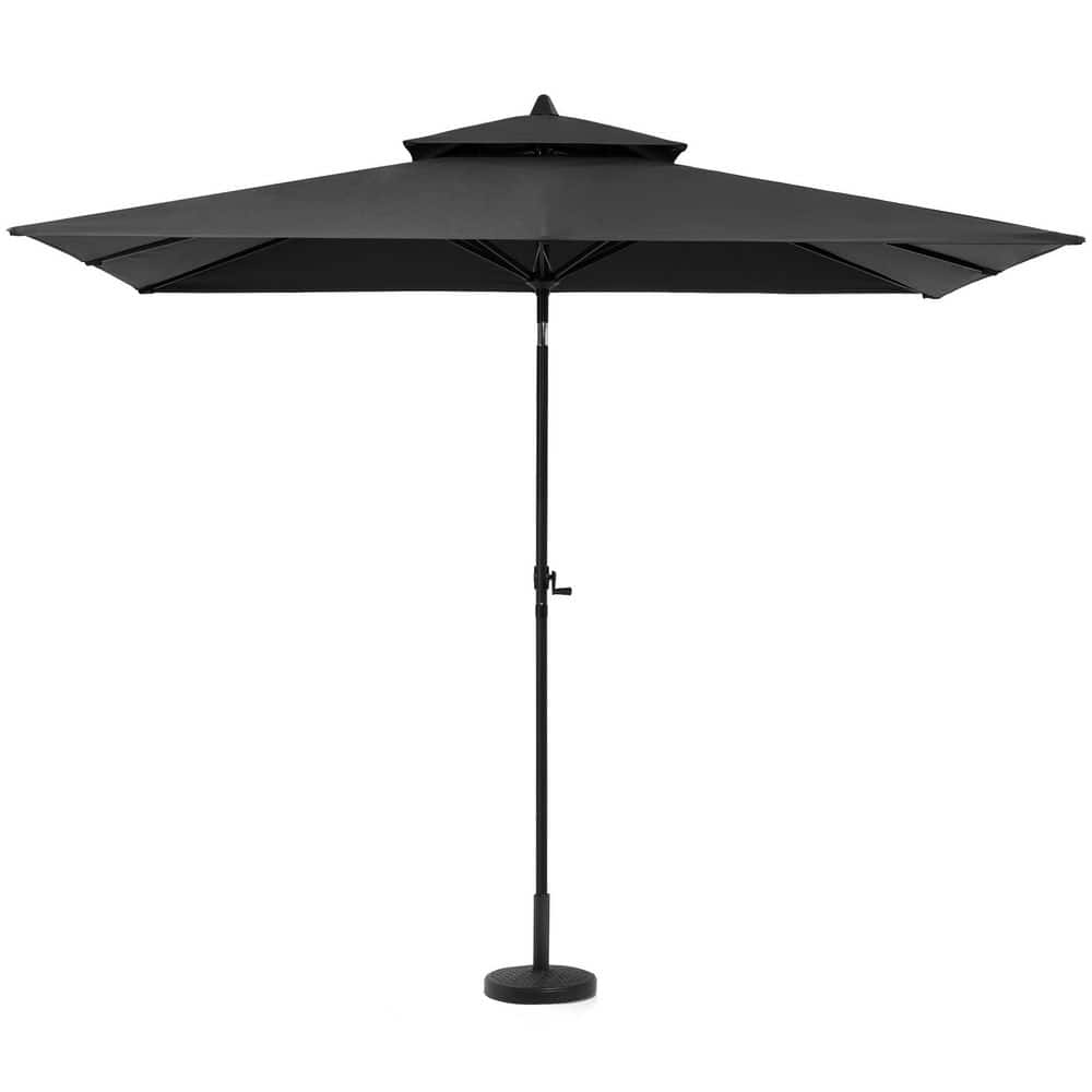 10 ft. x 6.5 ft. Rectangular Double Top Metal Market Tilt Patio Umbrella with 45 lbs. Round Concrete Base in Black price history on PriceWatchPro