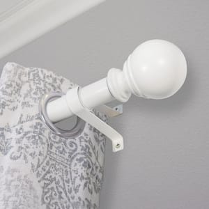 Ball 36 in. - 72 in. Adjustable Curtain Rod 1 in. in White with Finial