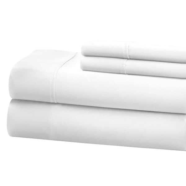 Ivory 1200-Thread Count Deep Pocket Solid Cotton Twin Sheet Set 1200-SOLID- Twin-Ivory - The Home Depot