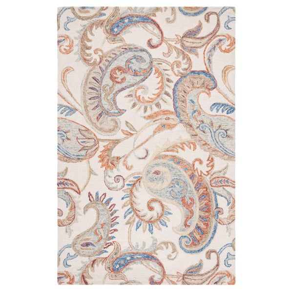 SAFAVIEH Micro-Loop Ivory/Rust 8 ft. x 10 ft. Abstract Persian Area Rug