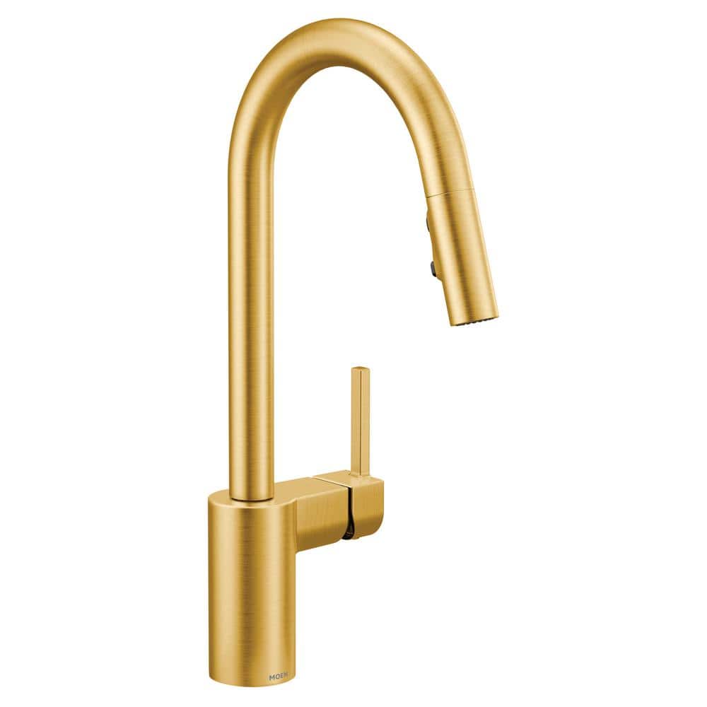 Brushed Gold Stainless Steel Modern Kitchen Faucet with Pull-out Spray