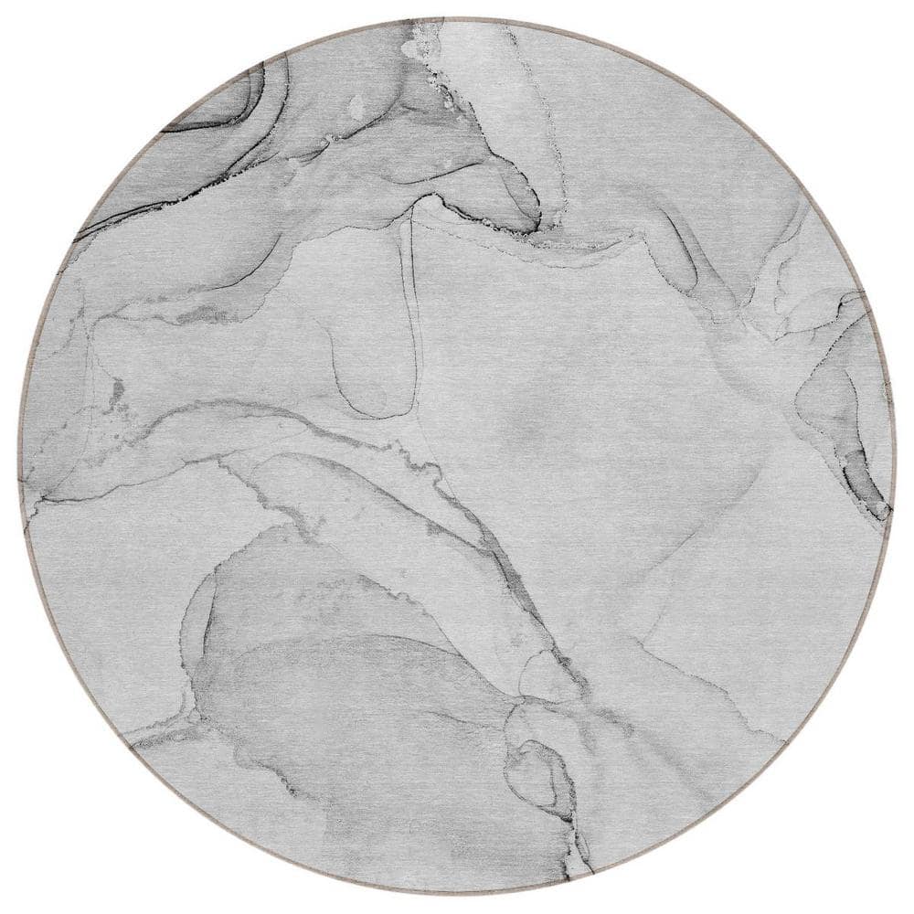 Silver 8 ft. Round Woven Abstract Polyester Round Indoor/Outdoor Area Rug price history on PriceWatchPro
