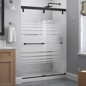 Mod 60 in. x 71-1/2 in. Soft-Close Frameless Sliding Shower Door in Matte Black with 1/4 in. Tempered Transition Glass