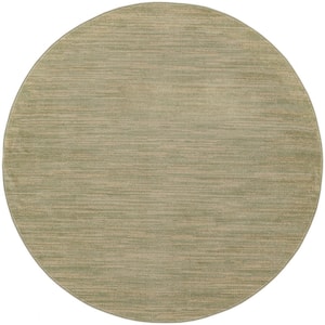 Essentials 6 ft. Round Green Gold Abstract Contemporary Indoor/Outdoor Area Rug