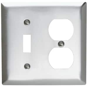 Pass & Seymour 430S/S 2 Gang 1 Toggle 1 Duplex Wall Plate, Stainless Steel (1-Pack)