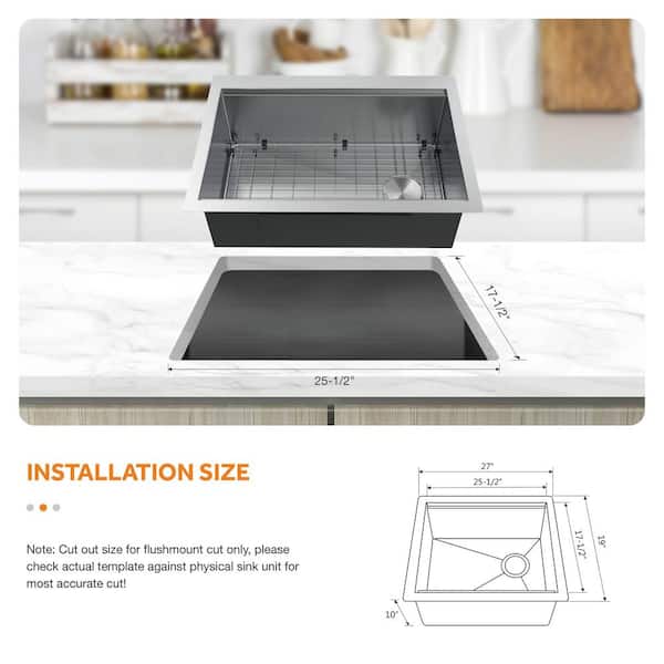Glacier Bay Professional Zero Radius 27 in. Undermount