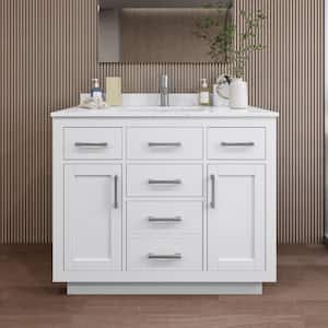 Beckett TK 42 in. W x 22 in. D x 35 in. H Single Bath Vanity in White with Carrara Cultured Marble Top