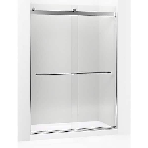 KOHLER Levity 57-60 in. W x 82 in. H Frameless Sliding Shower Door in Brushed Nickel with 5/16 in. Thick Crystal Clear Glass