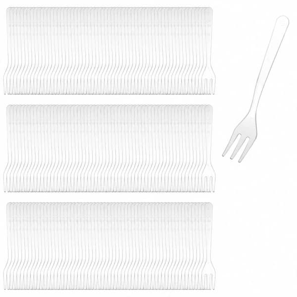 800-Pack Clear Disposable Plastic Mini Dessert Forks, 3.7 in. L x 0.6 in. W, Food-Safe PS Material Party