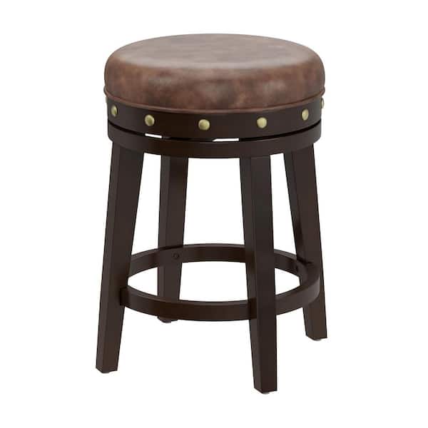 Benard 24.5 in. Deep Smoke Brown Backless Counter Stool