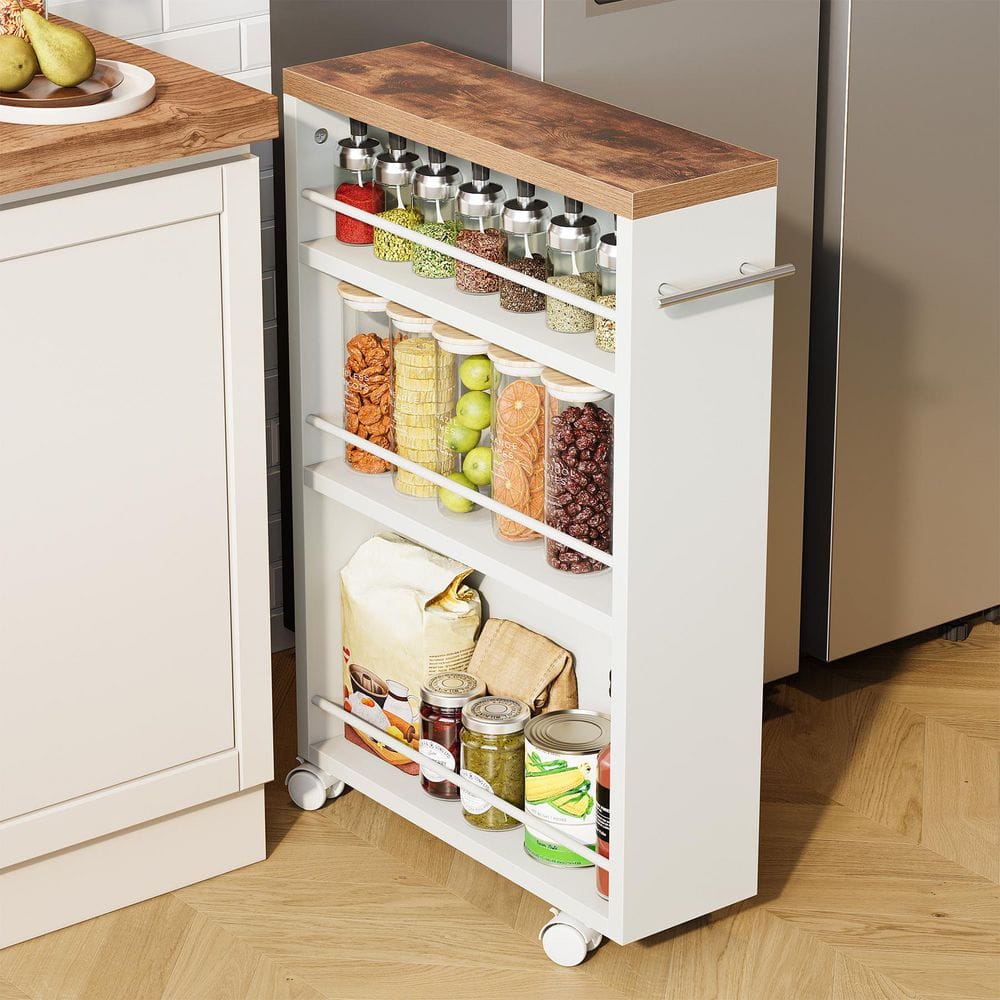 OEM Clarine White 19.69 in. W 3-Tier Rolling Storage Cart with