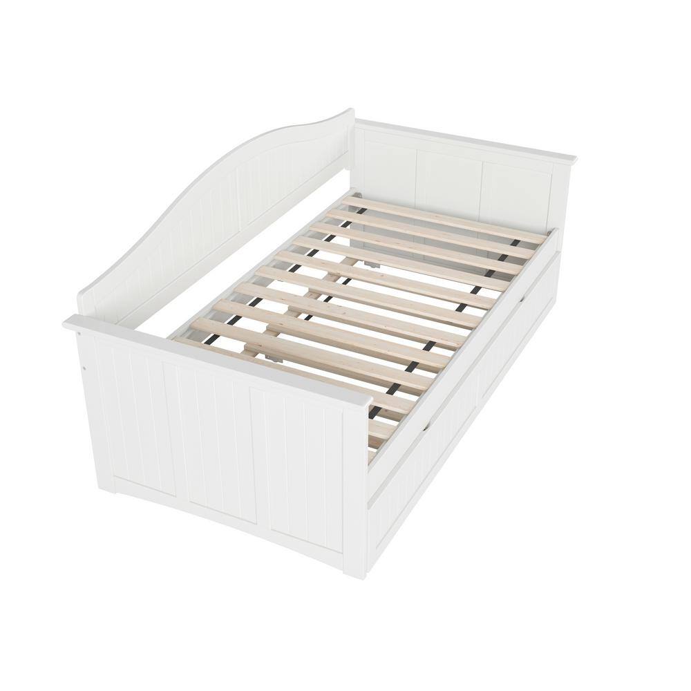 Nantucket White Twin Wood Daybed with Trundle and Storage