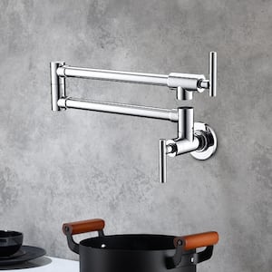 Contemporary 2-Handle Wall Mounted Pot Filler in Chrome