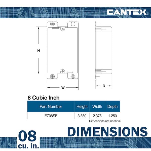 CANTEX 1-Gang PVC New Work Switch/Outlet Electrical Box