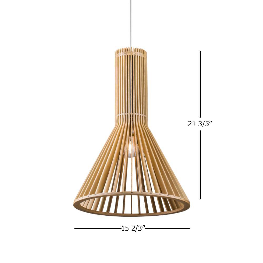 Bethel Wood Cage Frame 15.7" Modern Pendant Light