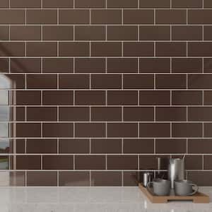 Classic Brown 3 in. x 6 in. x 8 mm Glass Subway Tile (5 sq. ft./case)