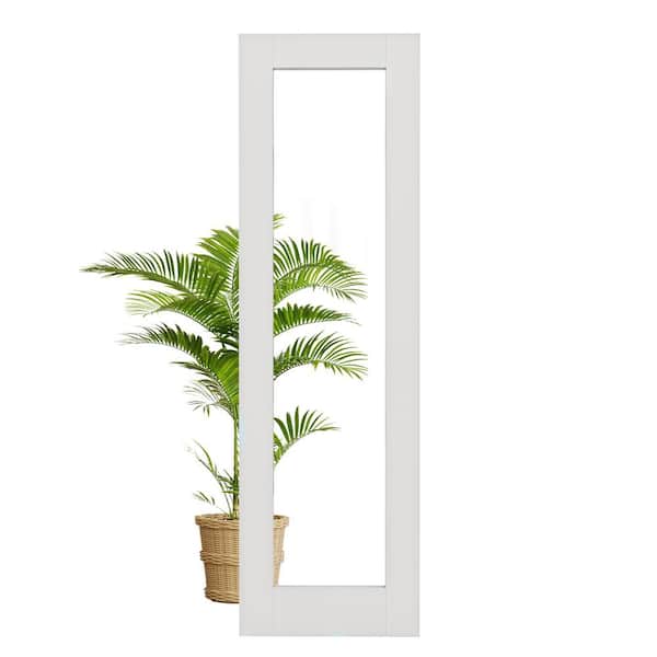 24 in. x 80 in. Solid Core MDF 1-Lite Clear Glass White Primed Standard Interior Door Slab