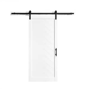 Cooper 36 in. x 84 in. Sliding Barn Door in Textured White Wood with U-Shape Soft Close Hardware Kit