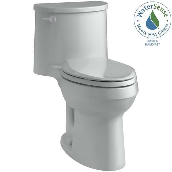 KOHLER Adair 12 in. Rough In 1-Piece 1.28 GPF Single Flush Elongated Toilet in Ice Grey Seat Included