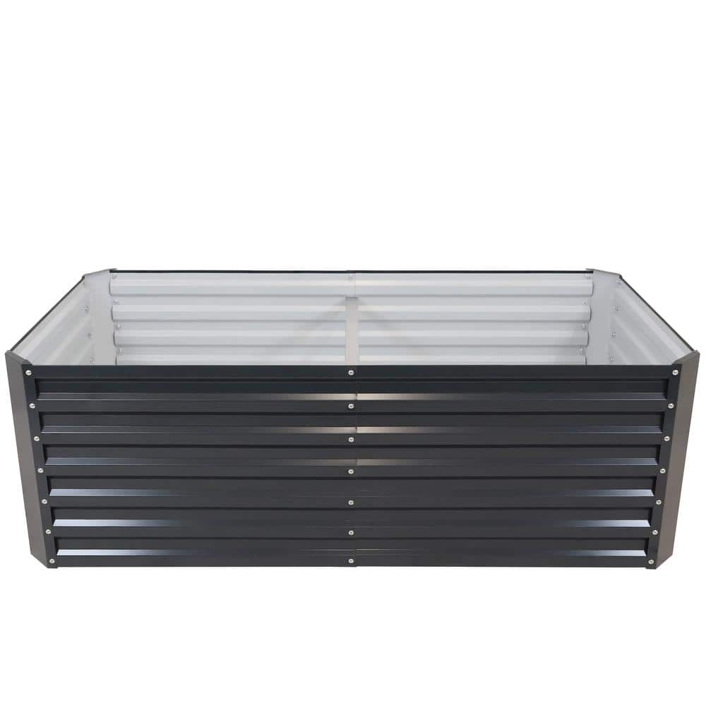 Large Dark Gray Galvalume Steel Raised Garden Bed for Outdoor Yard