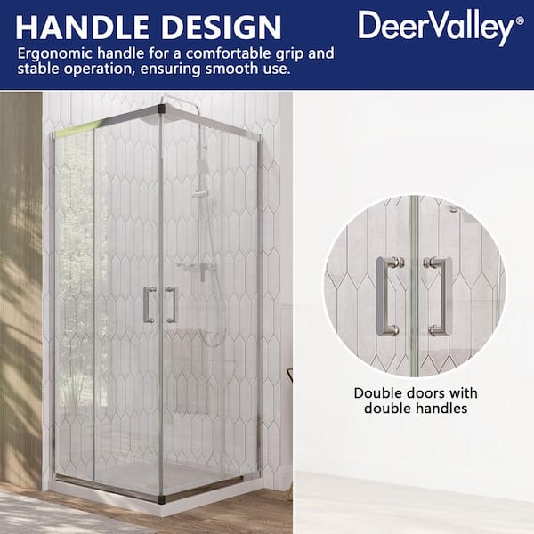 DEERVALLEY 34 in. W x 72 in. H Square Sliding Framed Corner Shower