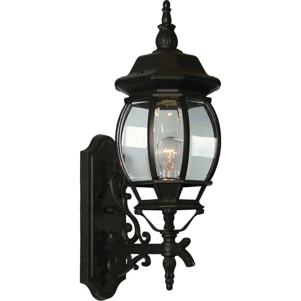 Black Hardwired Outdoor Coach Light Sconce with Clear Beveled Glass Shade price history on PriceWatchPro