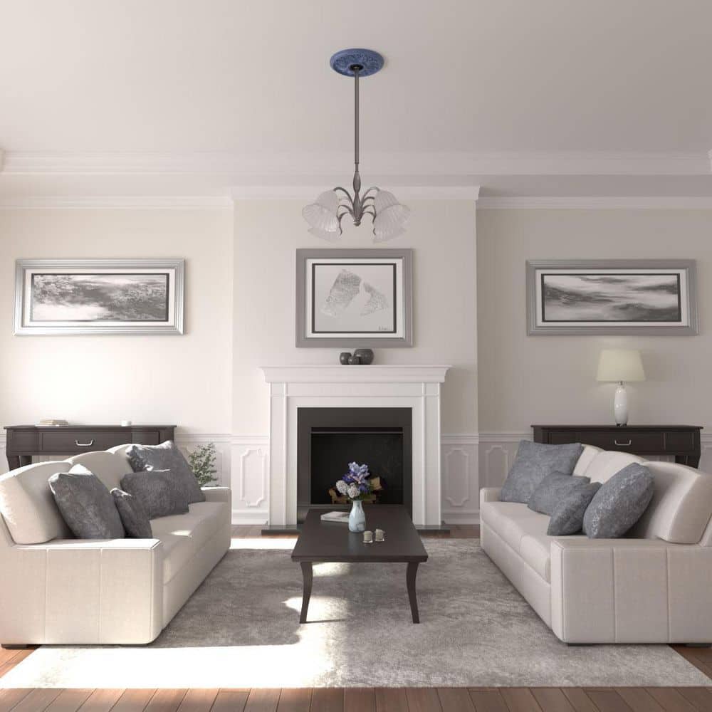 Edinburgh 18" Hand-Painted Blue Polyurethane Ceiling Medallion