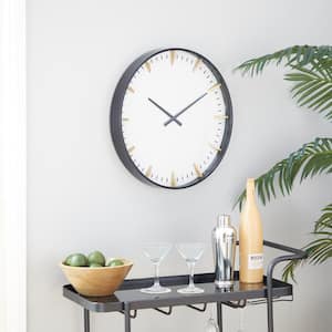 Black Glass Wall Clock with Gold Accents