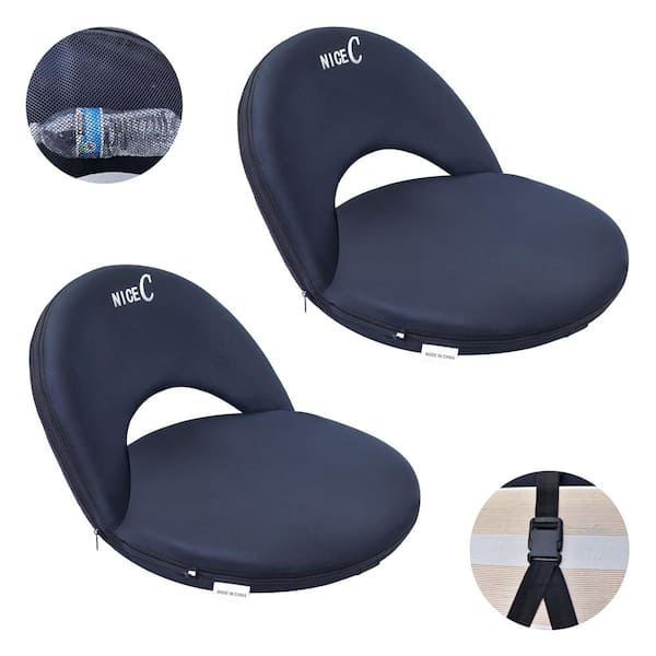 MUKE Stadium Seats Floor Chairs Bleacher Chairs 10-Position Reclining Waterproof Cushion Extra Thick Padding (2-Pack)
