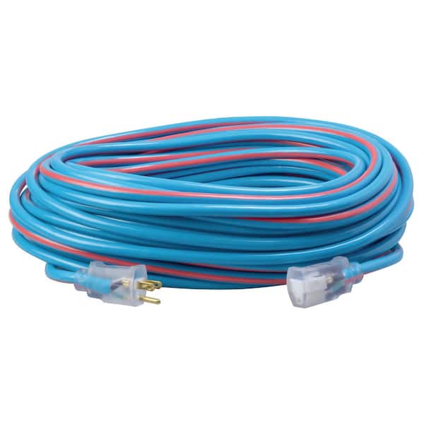 Southwire 100 ft. 12/3 SJTW Hi-Visbility Multi-Color Outdoor Heavy-Duty Extension Cord with Power Light Plug